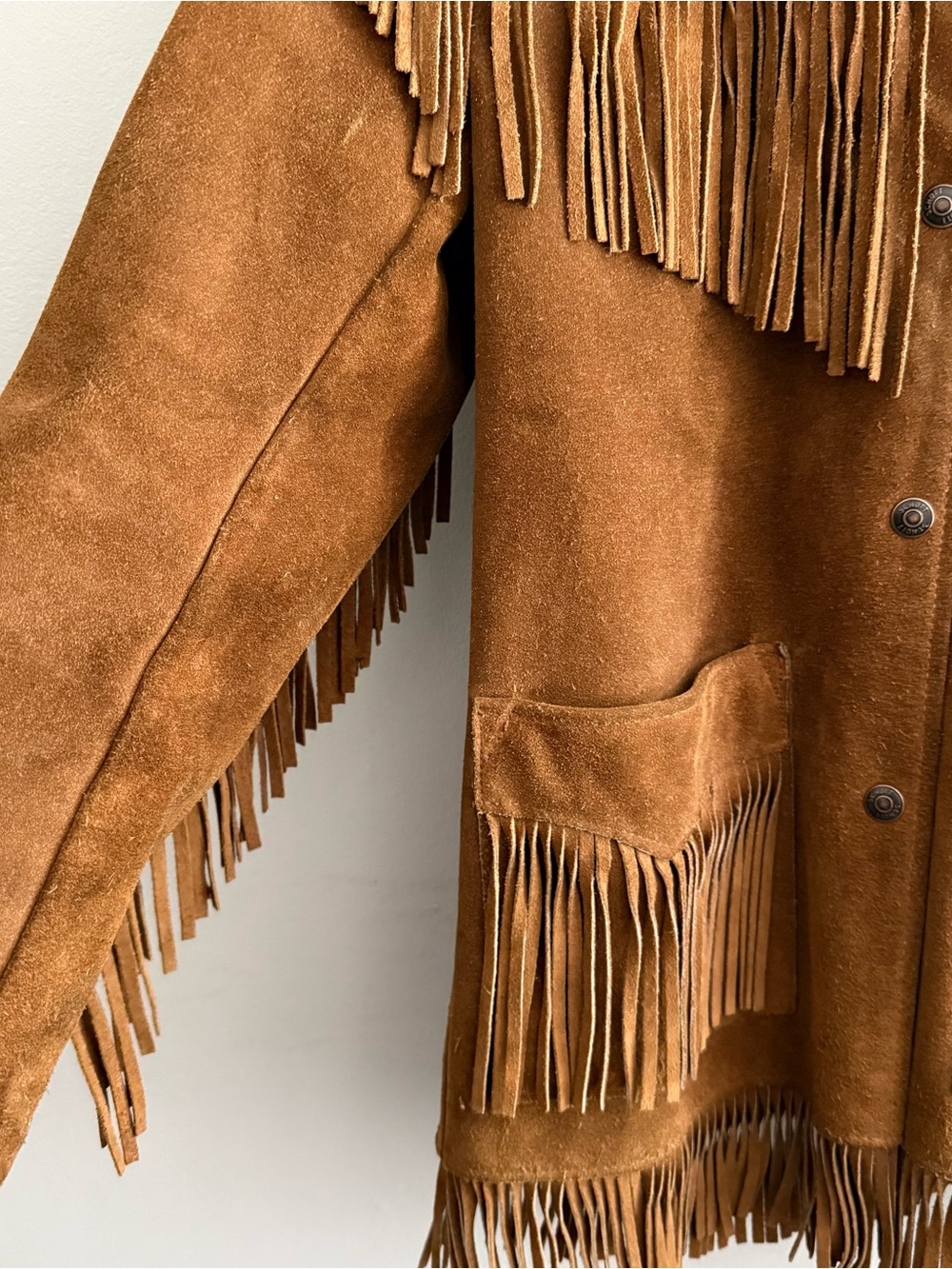1970s Vintage Schott NYC Brown Suede Western Fringe Jacket Women’s Small - Picture 4 of 10
